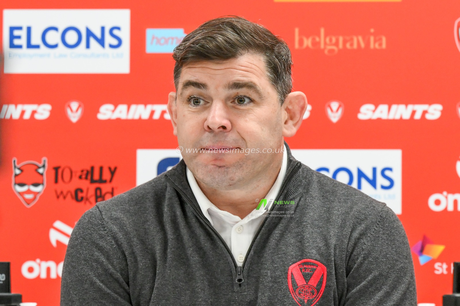 Paul Wellens Head Coach of St. Helens during the post match press conference after the Betfred Super League Round 1 match St Helens vs Salford Red Devils at Totally Wicked Stadium, St Helens, United Kingdom, 15th February 2025

(Photo by Craig Thomas/News Images)