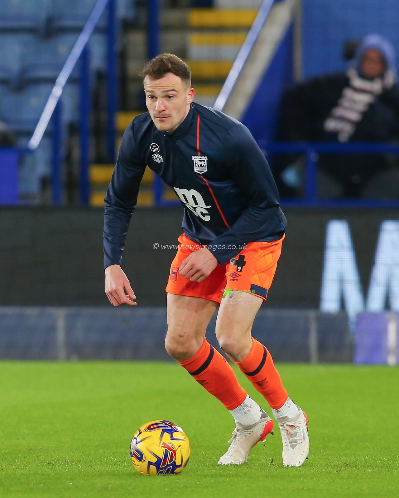 George Edmundson  of Ipswich Town warms up ahead of the match, during the Sky Bet Championship match Leicester City vs Ipswich Town at King Power Stadium, Leicester, United Kingdom, 22nd January 2024

(Photo by Gareth Evans/News Images)