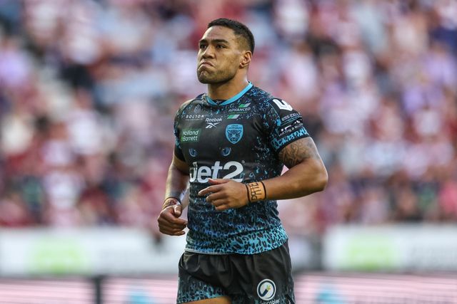 Joe Ofahengaue of Leagh Leopards during the Betfred Super League Round 11 match Wigan Warriors vs Leigh Leopards at The Brick Community Stadium, Wigan, United Kingdom, 16th May 2025

(Photo by Mark Cosgrove/News Images)