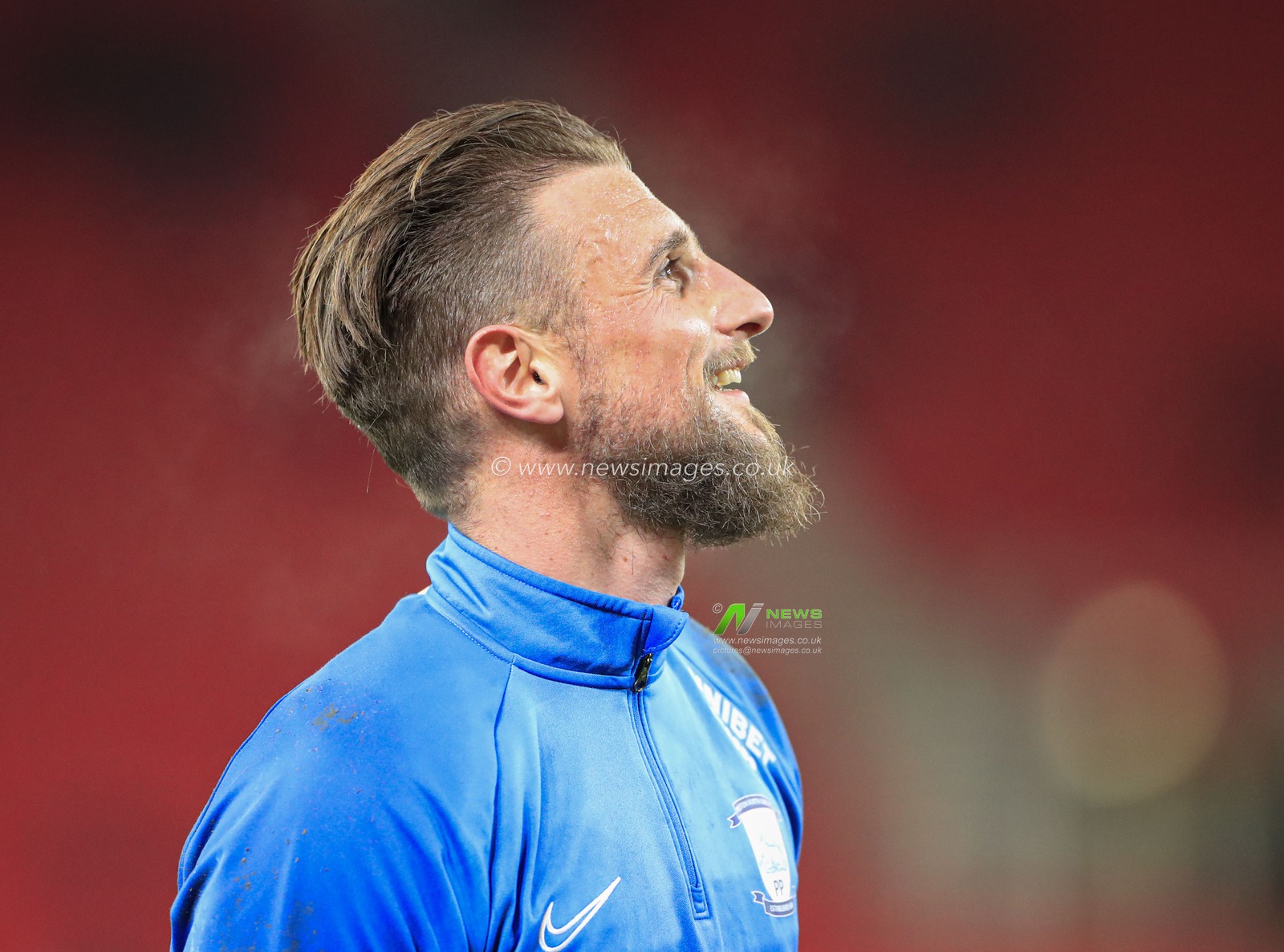 12th February 2020, Bet365 Stadium, Stoke-on-Trent, England; Sky Bet Championship, Stoke City v Preston North End : Declan Rudd (1) of Preston North End warms up for the game