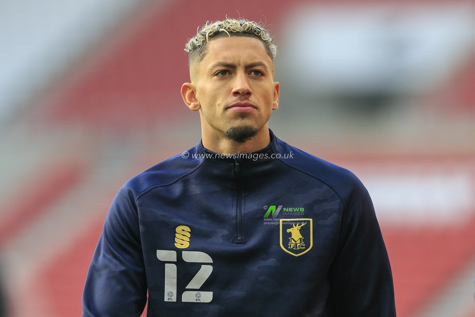 Kellan Gordon #12 of Mansfield Town during the pre-game warmup
