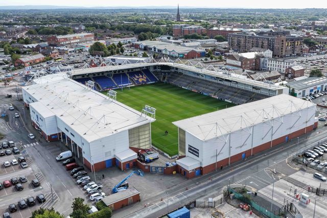 A general aerial view of the Halliwell Jones Stadium during the Betfred Super League Round 25 match Warrington Wolves vs Leigh Leopards at Halliwell Jones Stadium, Warrington, United Kingdom, 6th September 2025

(Photo by Mark Cosgrove/News Images)