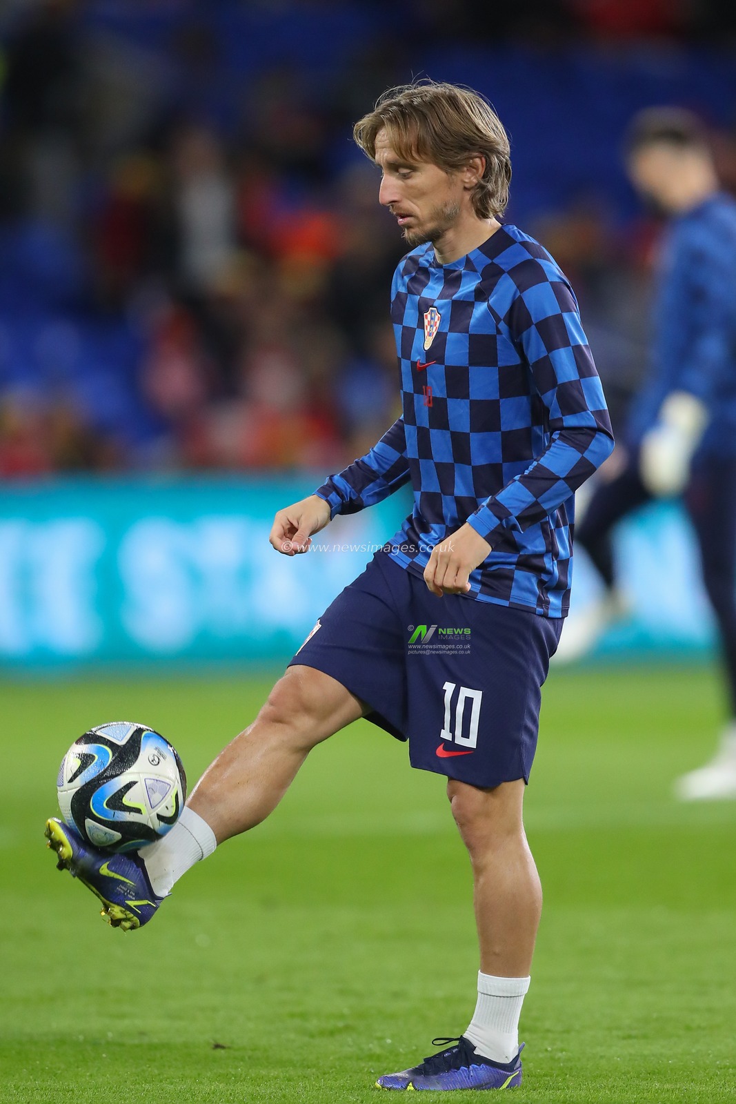 Luka ModriÄ‡ #10 of Croatia during the pre-game warm up ahead of the UEFA Euro 2024 Qualifiers match Wales vs Croatia at Cardiff City Stadium, Cardiff, United Kingdom, 15th October 2023

(Photo by Gareth Evans/News Images)