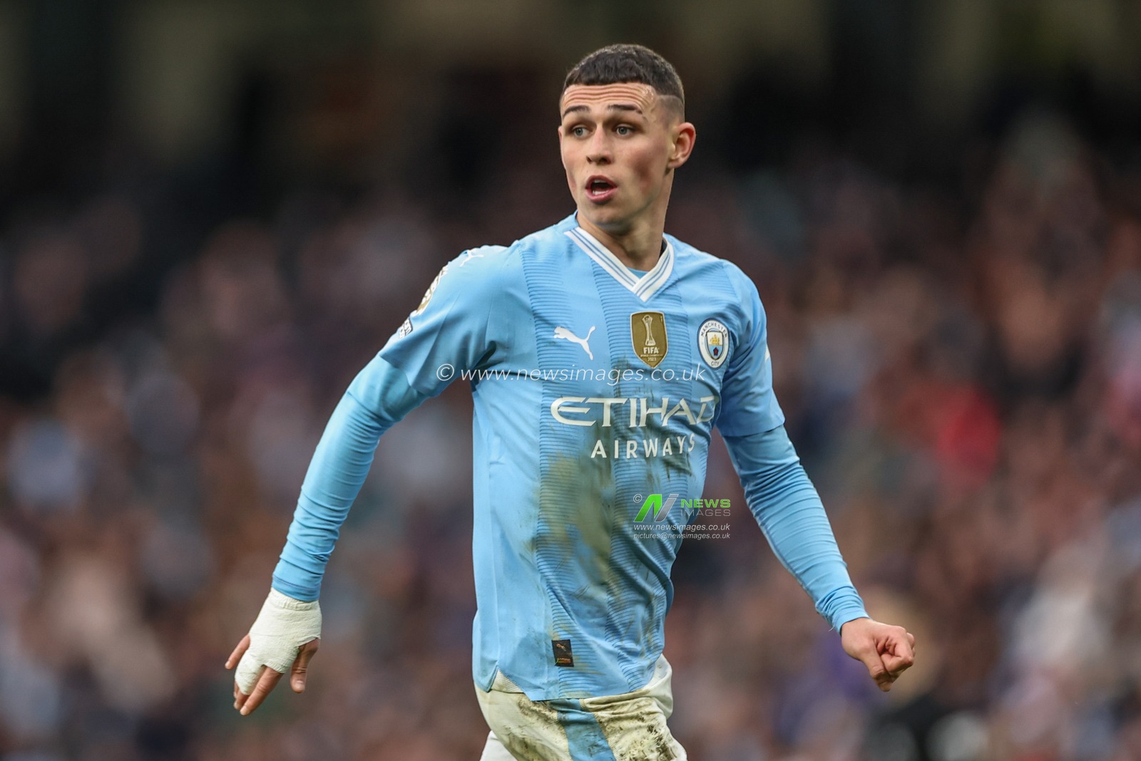 Phil Foden of Manchester City during the Premier League match Manchester City vs Manchester United at Etihad Stadium, Manchester, United Kingdom, 3rd March 2024

(Photo by Mark Cosgrove/News Images)