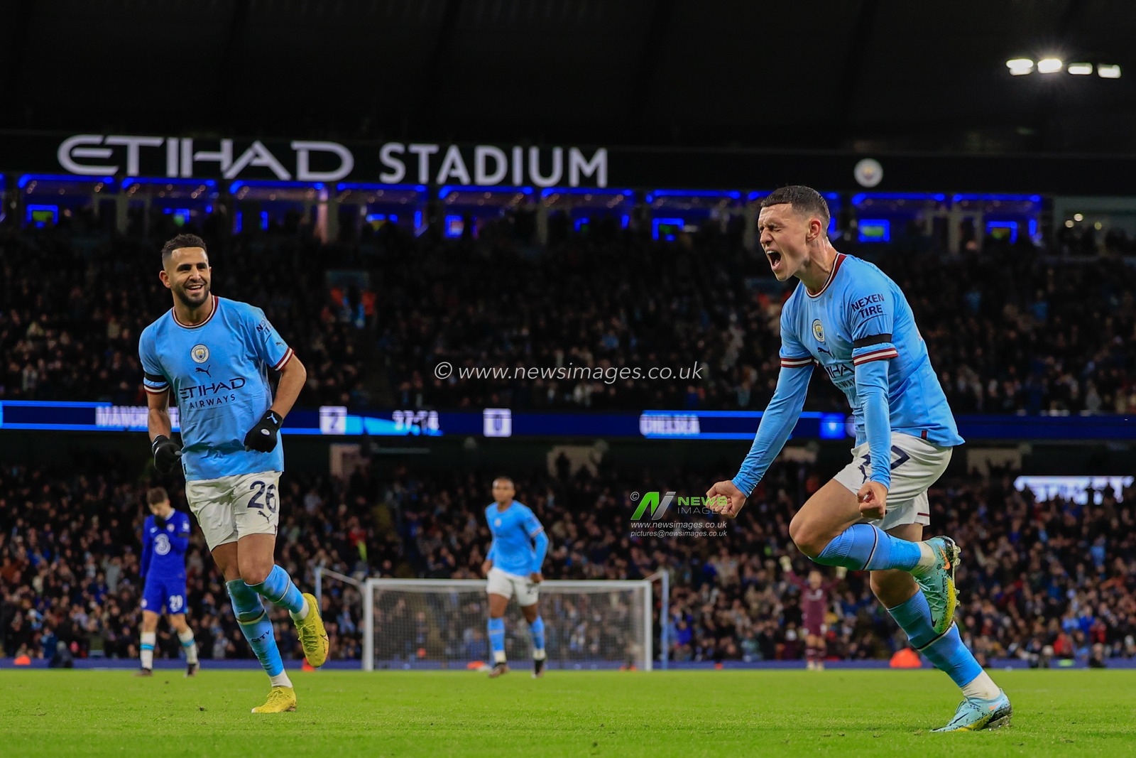 Phil Foden #47 of Manchester City celebrates his goal and makes the score 3-0 during the Emirates FA Cup Third Round match Manchester City vs Chelsea at Etihad Stadium, Manchester, United Kingdom, 8th January 2023

(Photo by Conor Molloy/News Images)