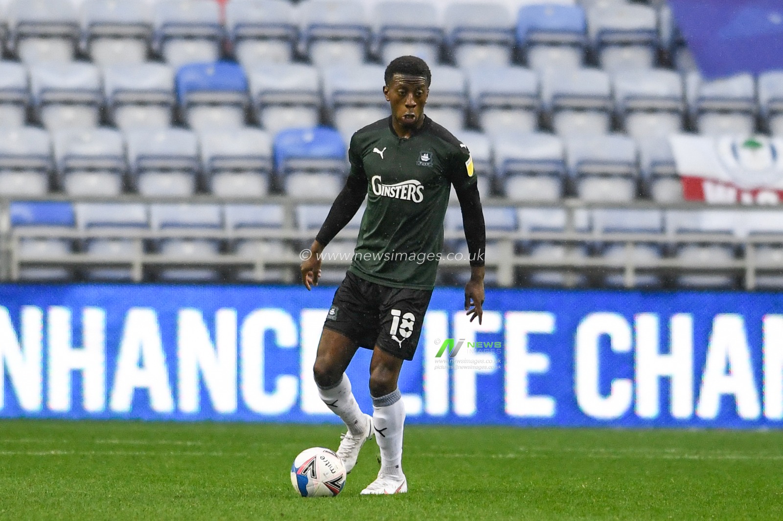Tyrese Fornah (18) of Plymouth Argyle with the ball