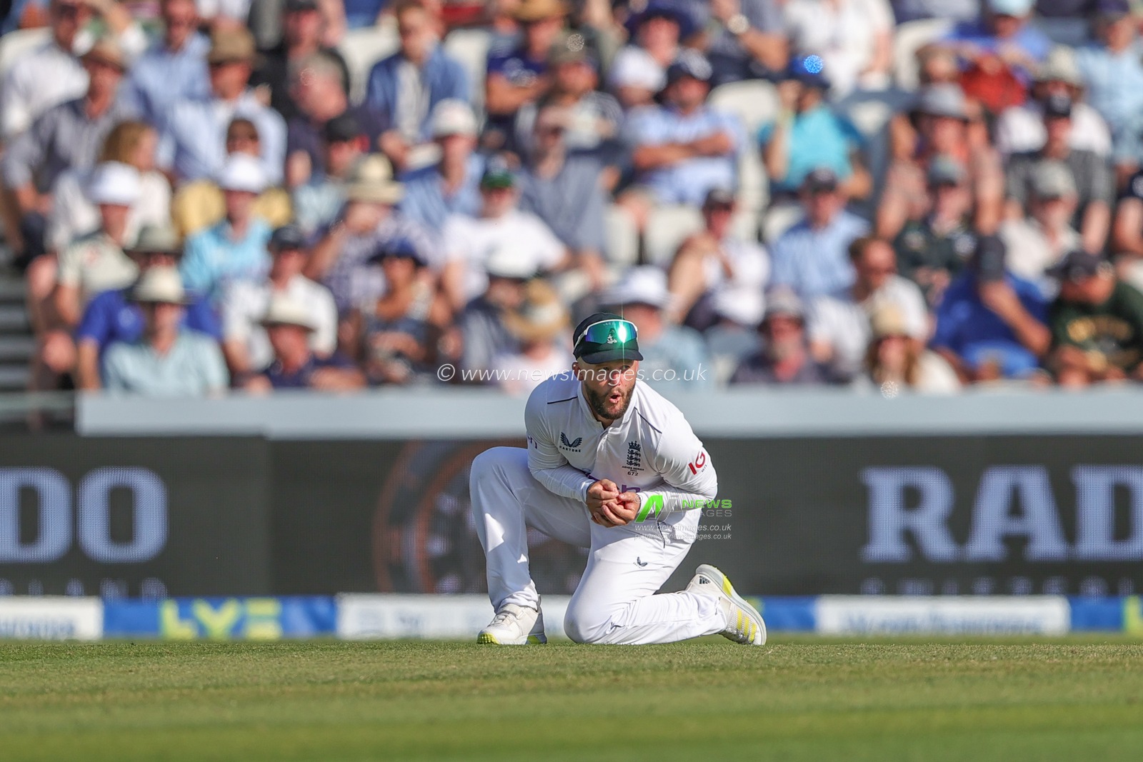 Ben Duckett of England fields the ball off Travis Head of Australia during the LV= Insurance Ashes Third Test Series Day 2 England v Australia at Headingley Stadium, Leeds, United Kingdom, 7th July 2023

(Photo by Mark Cosgrove/News Images)
