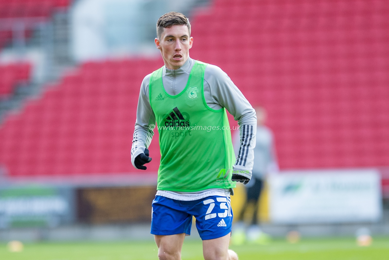 Harry Wilson #23 of Cardiff City during warmup