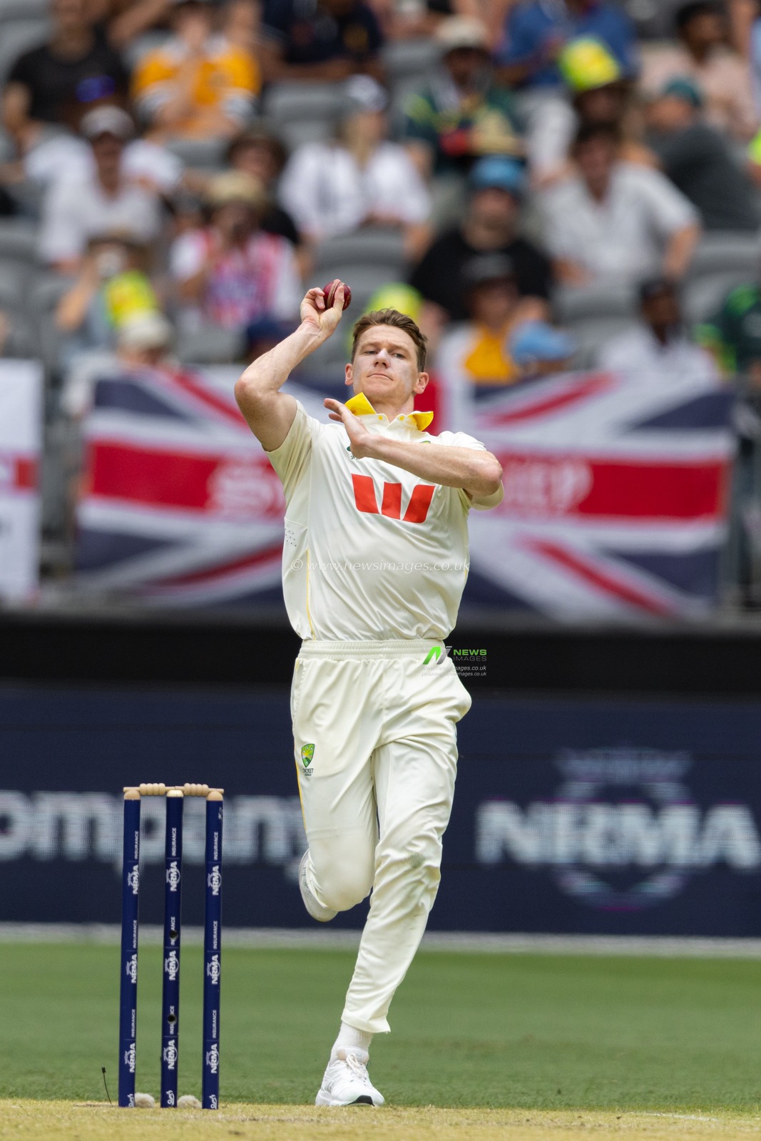 Brendan Doggett of Australia bowls during the NRMA Insurance Ashes First Test Day 2 Australia vs England at Optus Stadium, Perth, Australia, 22nd November 2025

(Photo by Santanu Banik/News Images)

*** GER AUT SUI OUT ***