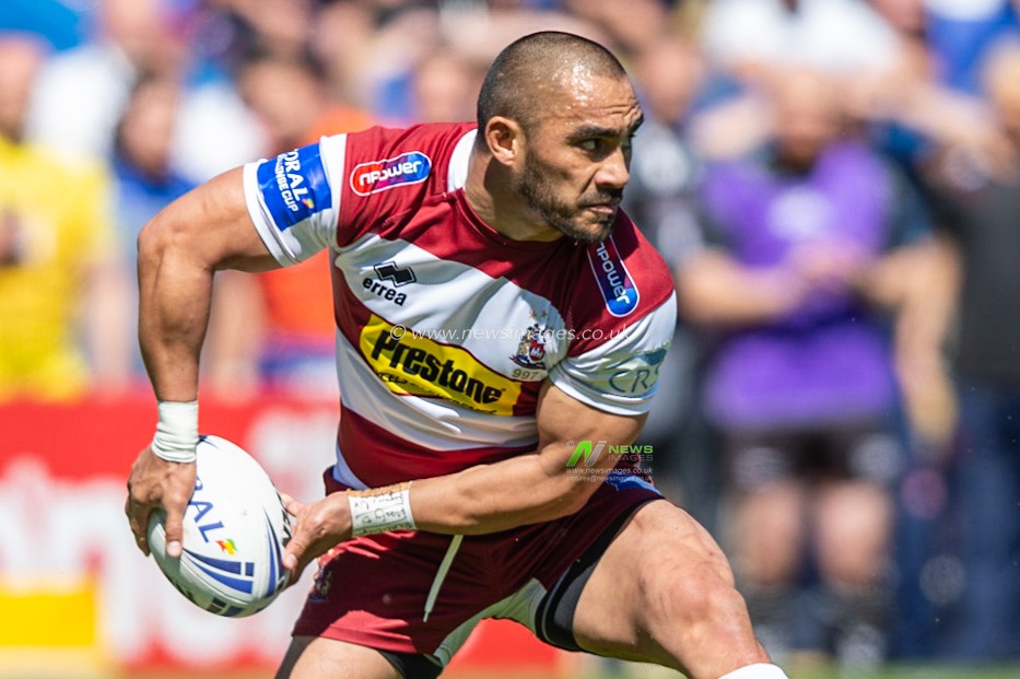12th May 2019 , Halliwell Jones Stadium, Warrington, England ; Coral Challenge Cup 2019, Round 6, Warrington Wolves vs Wigan Warriors ; Thomas Leuluai of Wigan Warriors 


Credit: Richard Long/News Images