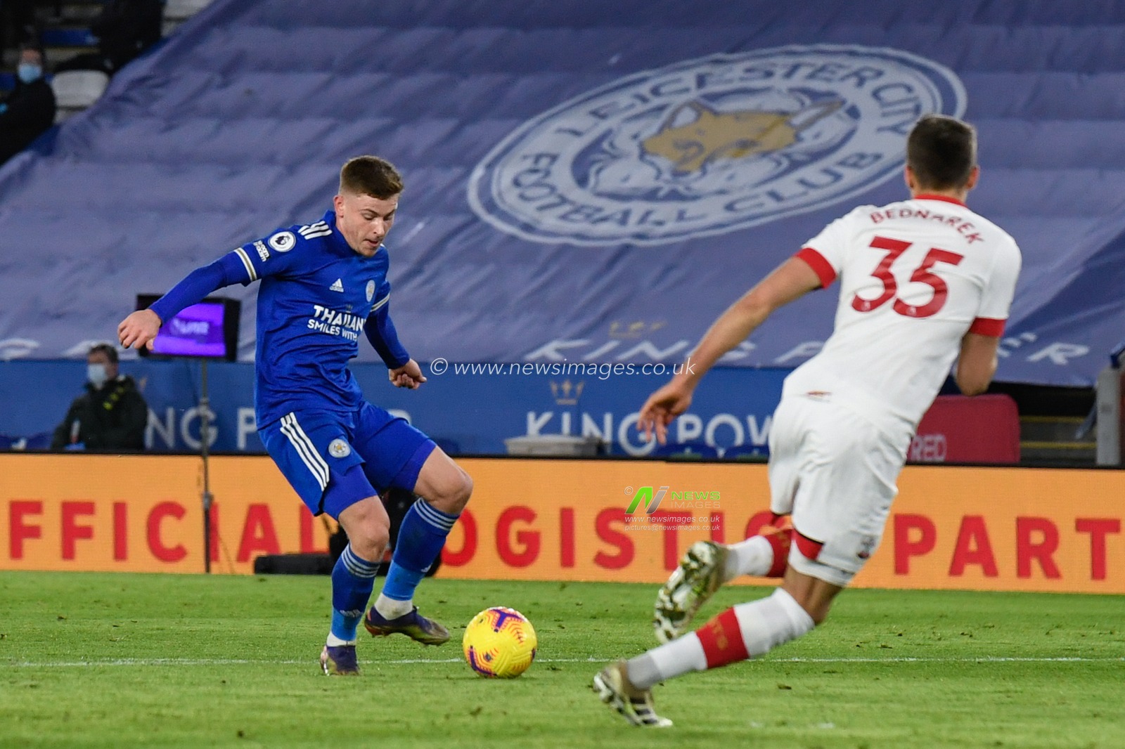 Harvey Barnes #15 of Leicester City has a shot at goal