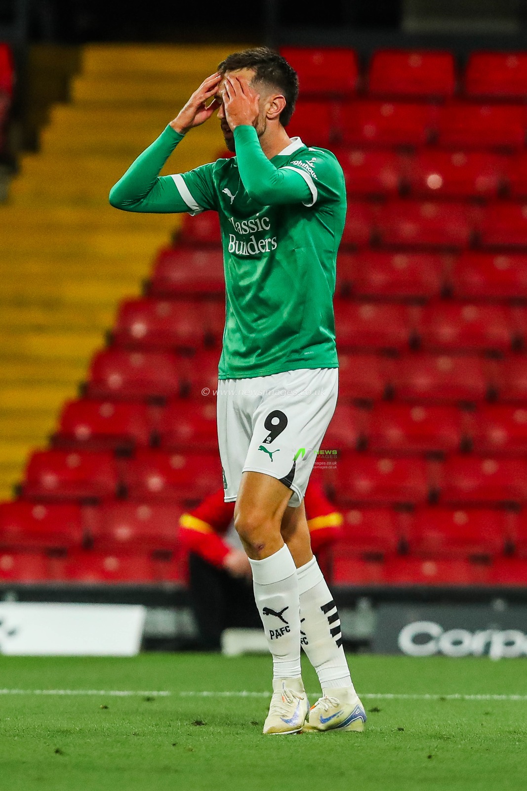 Ryan Hardie of Plymouth Argyle reacts after a missed chance during the Carabao Cup match Watford vs Plymouth Argyle at Vicarage Road, Watford, United Kingdom, 27th August 2024

(Photo by Izzy Poles/News Images)