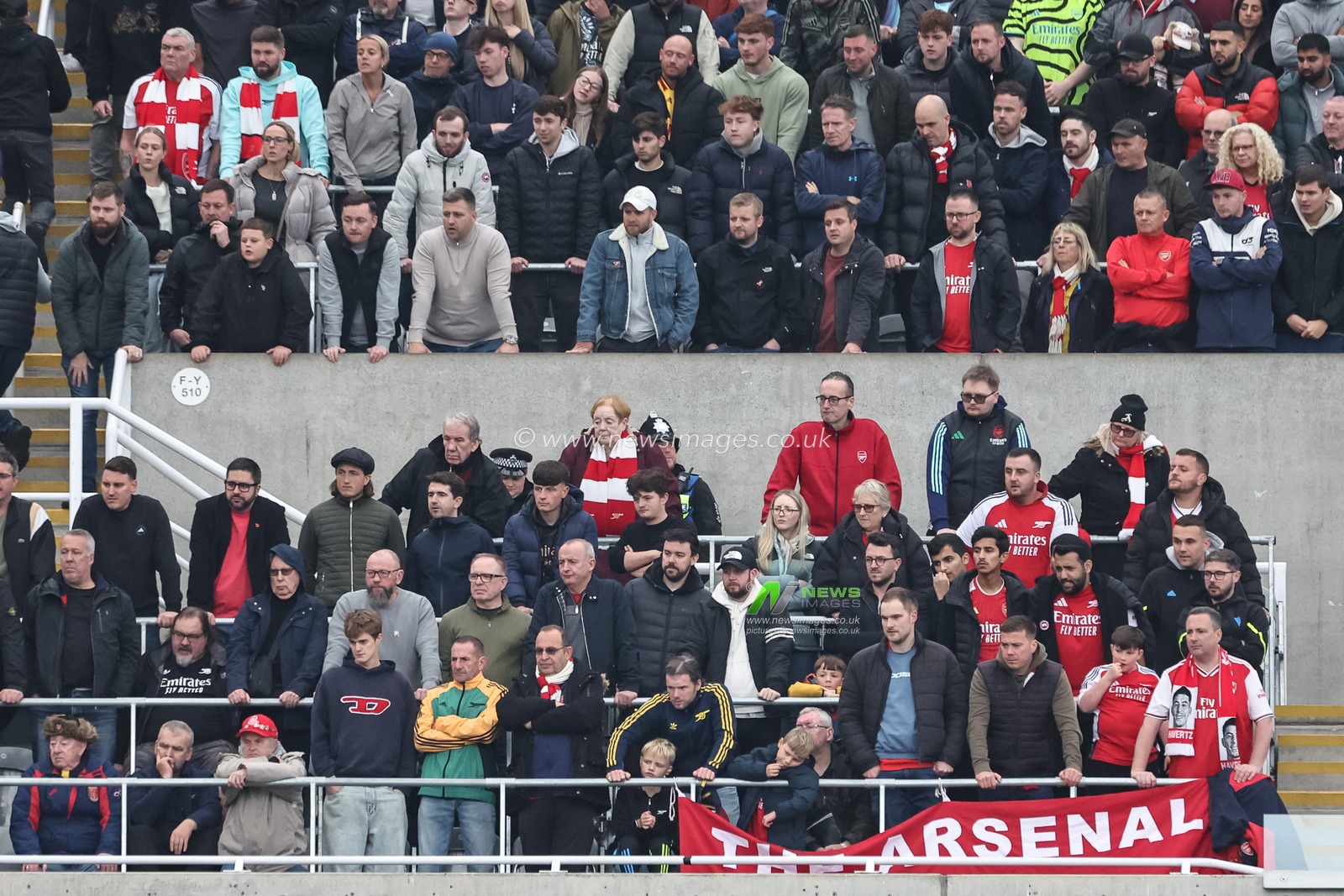 Arsenal fans look on during the Premier League match Newcastle United vs Arsenal at St. James's Park, Newcastle, United Kingdom, 2nd November 2024

(Photo by Mark Cosgrove/News Images)