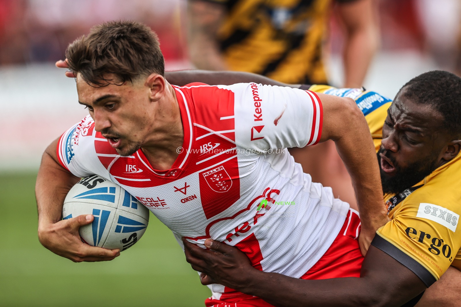 Arthur Mourgue of Hull KR goes over for a try during the Betfred Super League round 21 match Hull KR vs Castleford Tigers at Sewell Group Craven Park, Kingston upon Hull, United Kingdom, 9th August 2025

(Photo by Alfie Cosgrove/News Images)