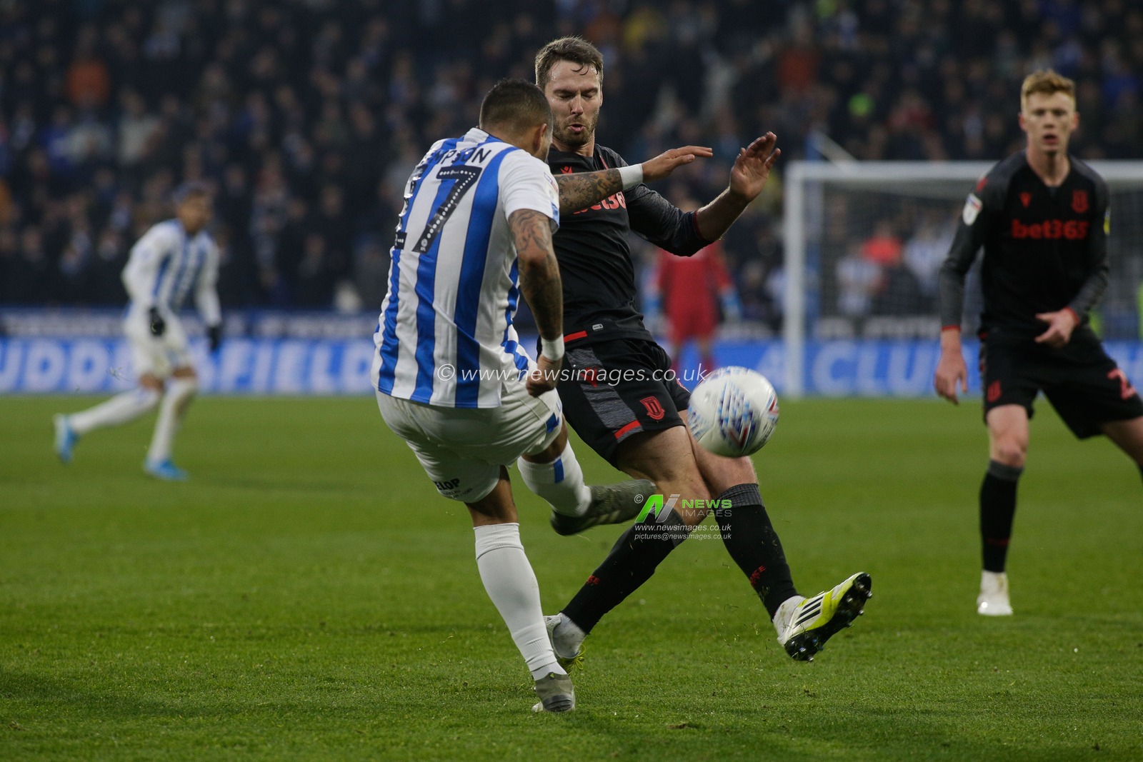 1st January 2020, John Smith's Stadium, Huddersfield, England; Sky Bet Championship, Huddersfield Town v Stoke City : Rajiv van La Parra (17) of Huddersfield Town  clears the ball up field 

Credit: Kurt Fairhurst/News Images