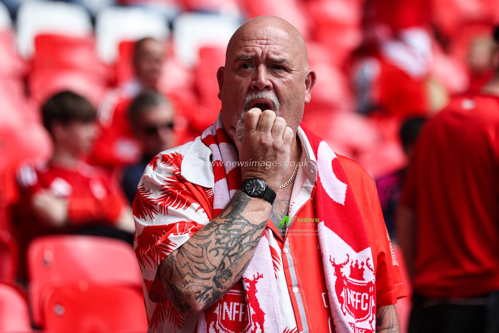 Nottingham Forest fans ahead of the Emirates FA Cup Semi-Final match Nottingham Forest vs Manchester City at Wembley Stadium, London, United Kingdom, 26th April 2025

(Photo by Alfie Cosgrove/News Images)