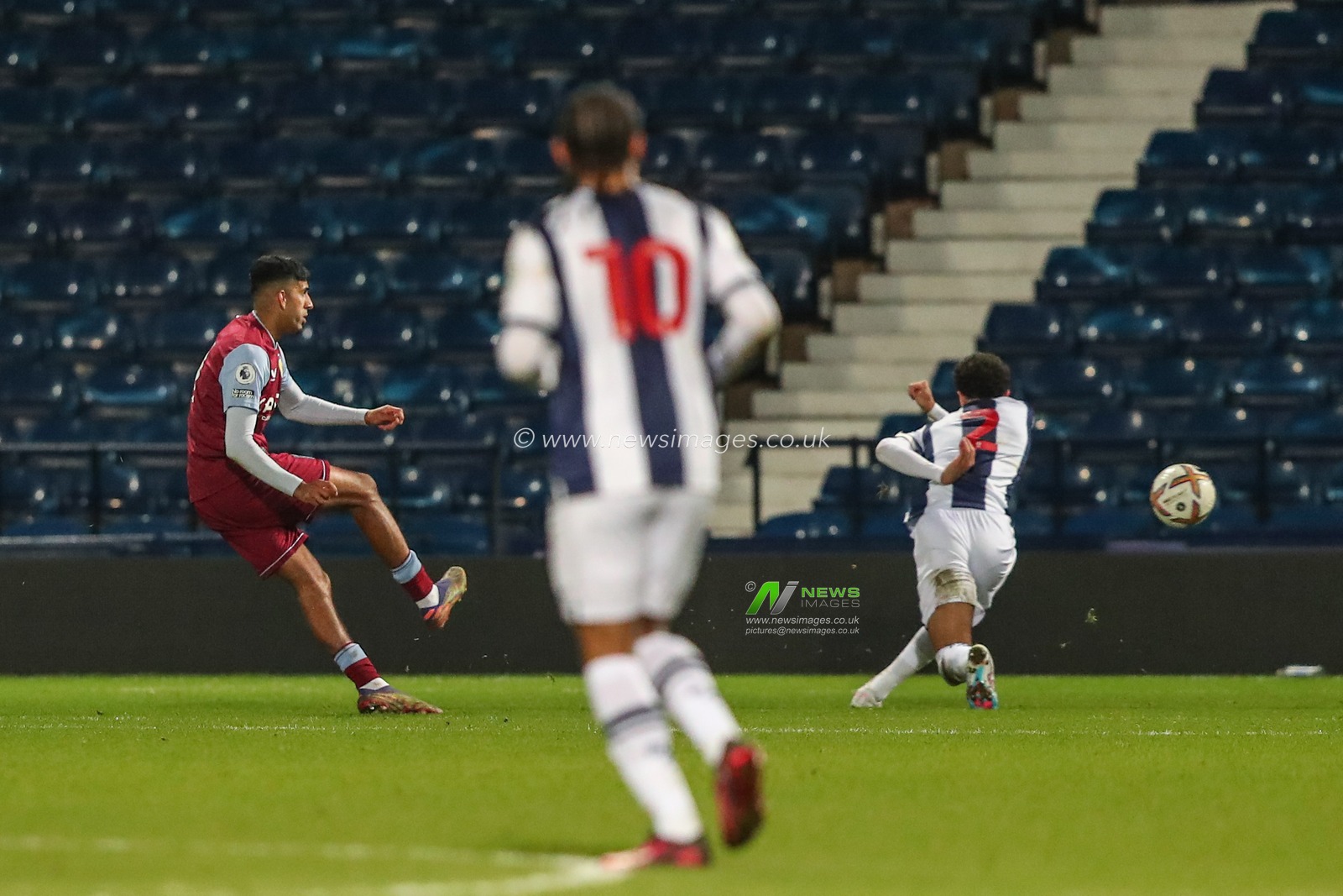 Arjan Raikhy #55 of Aston Villascores a goal to make it 0-3 during the Premier League 2 U23 match West Bromwich Albion U23 vs Aston Villa U23 at The Hawthorns, West Bromwich, United Kingdom, 27th January 2023

(Photo by Gareth Evans/News Images)