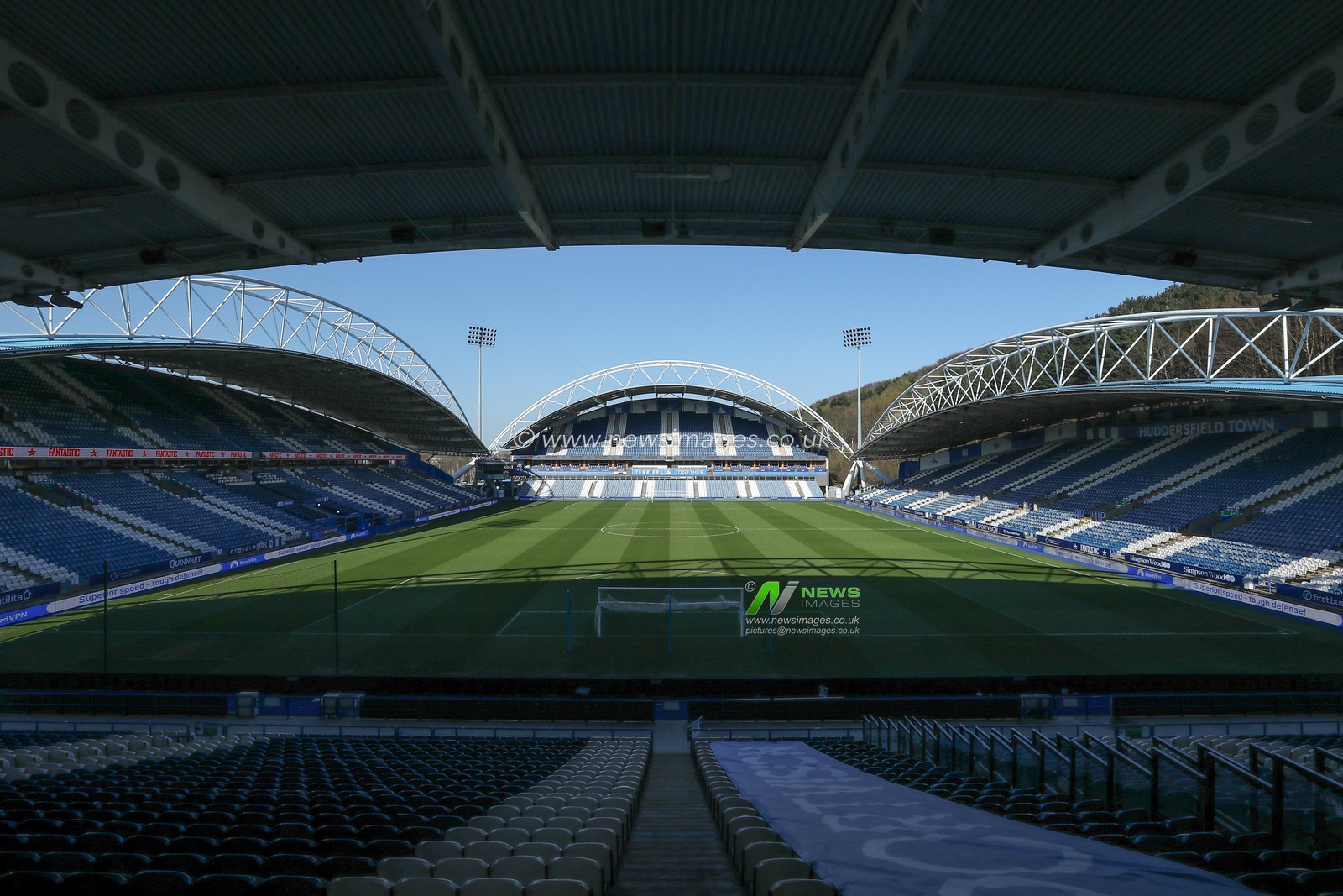 A general view of John Smith's Stadium ahead of the Sky Bet League 1 match Huddersfield Town vs Wycombe Wanderers at John Smith's Stadium, Huddersfield, United Kingdom, 8th April 2025

(Photo by Jorge Horsted/News Images)