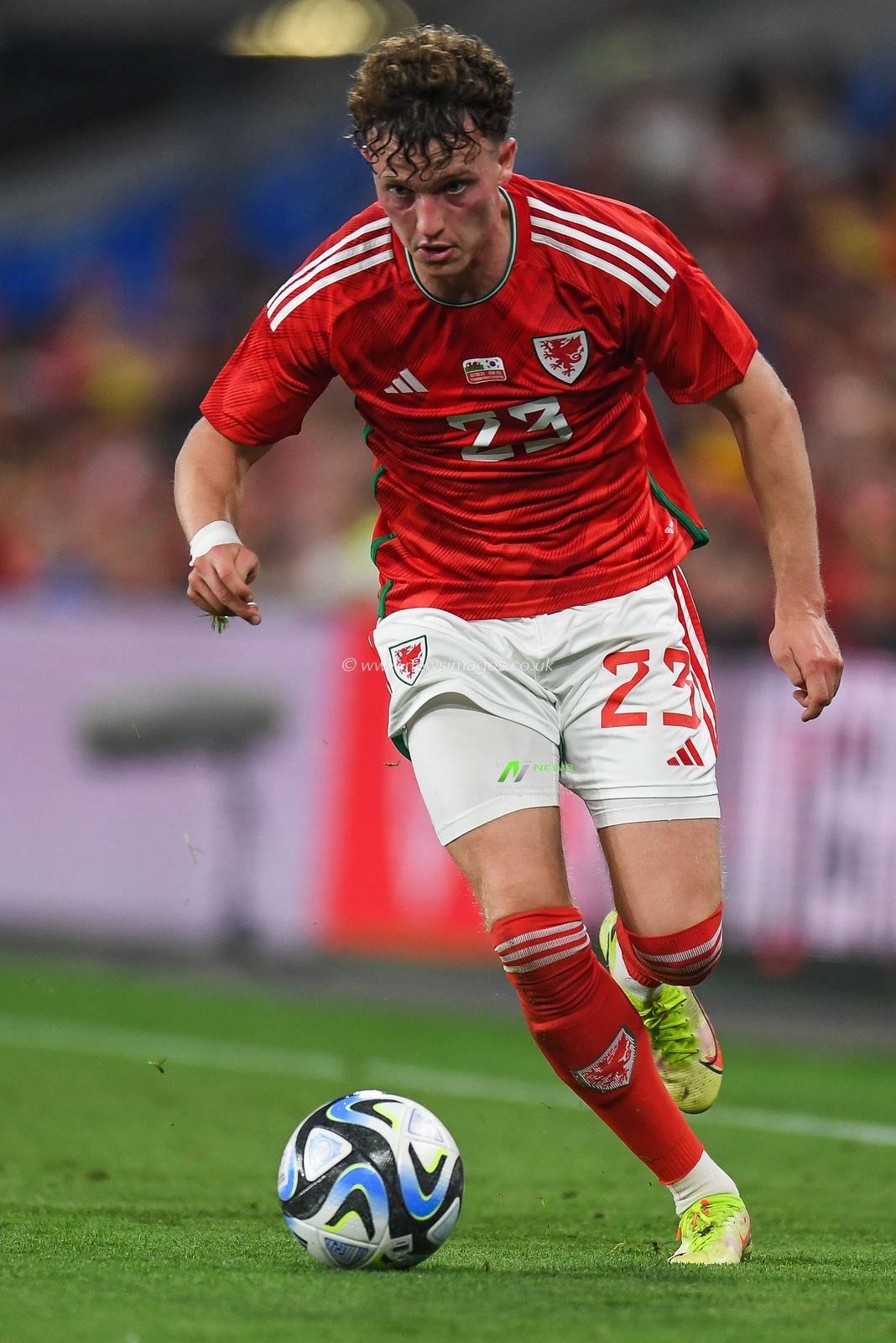 Nathan Broadhead of Wales makes a break with the ball during the International Friendly match Wales vs Korea Republic at Cardiff City Stadium, Cardiff, United Kingdom, 7th September 2023

(Photo by Mike Jones/News Images)