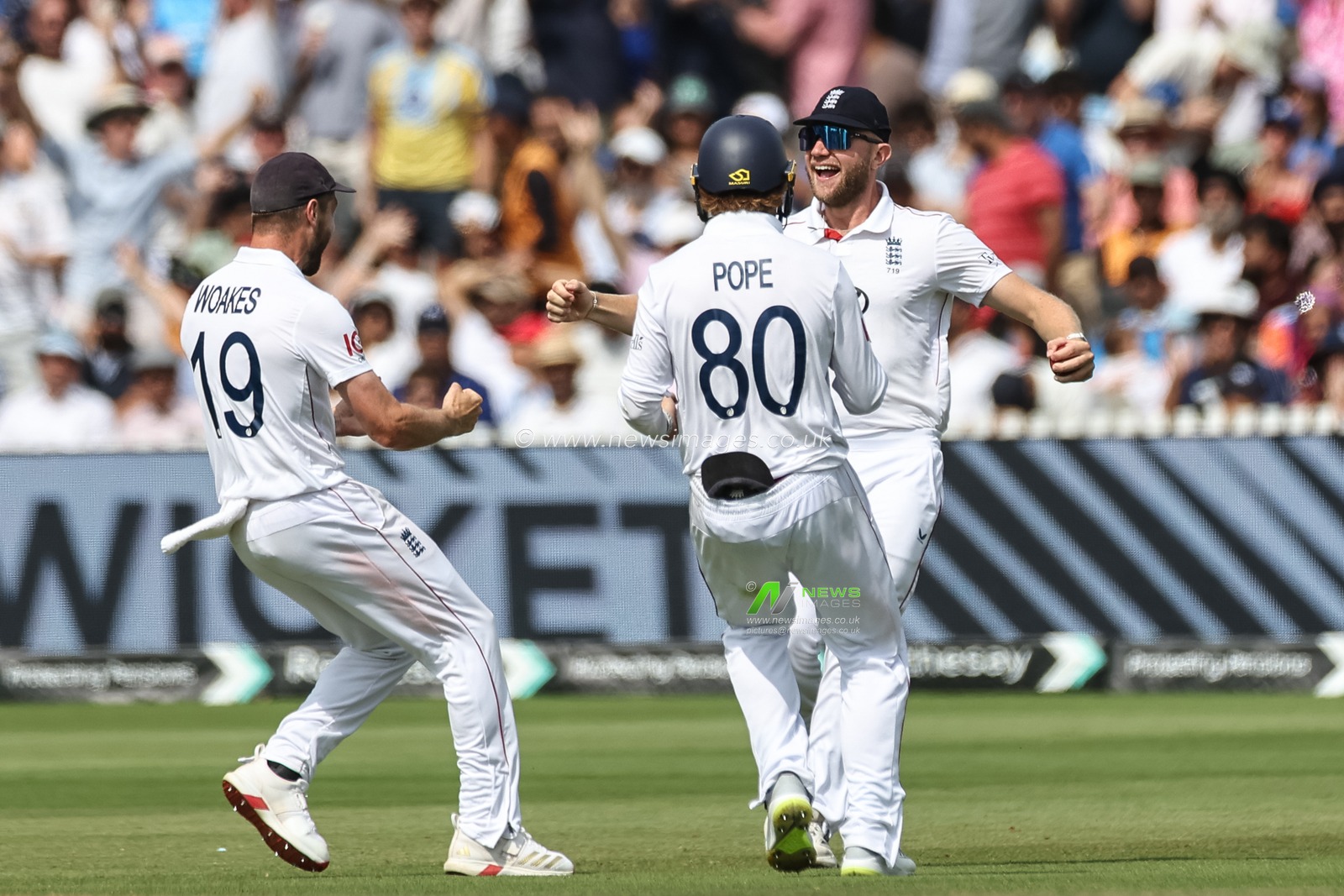 Sam Cook of England celebrates the wicket of Jasprit Bumrah of India during the 3rd Rothesay Test Match Day 5 England v India at Lords, London, United Kingdom, 14th July 2025

(Photo by Mark Cosgrove/News Images)