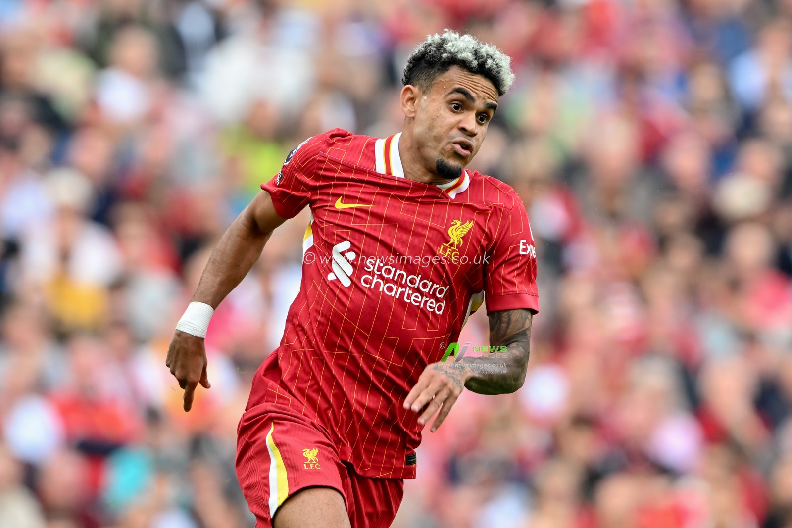 Luis DÃ­az of Liverpool during the Premier League match Liverpool vs Bournemouth at Anfield, Liverpool, United Kingdom, 21st September 2024

(Photo by Cody Froggatt/News Images)