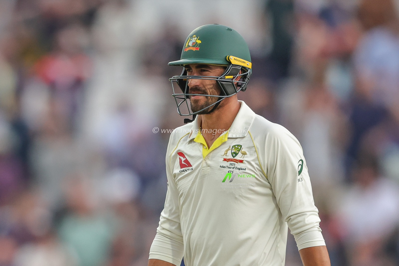 Mitchell Starc of Australia leaves the field after being dismissed by Harry Brook of England during the LV= Insurance Ashes Third Test Series Day 3 England v Australia at Headingley Stadium, Leeds, United Kingdom, 8th July 2023

(Photo by Mark Cosgrove/News Images)