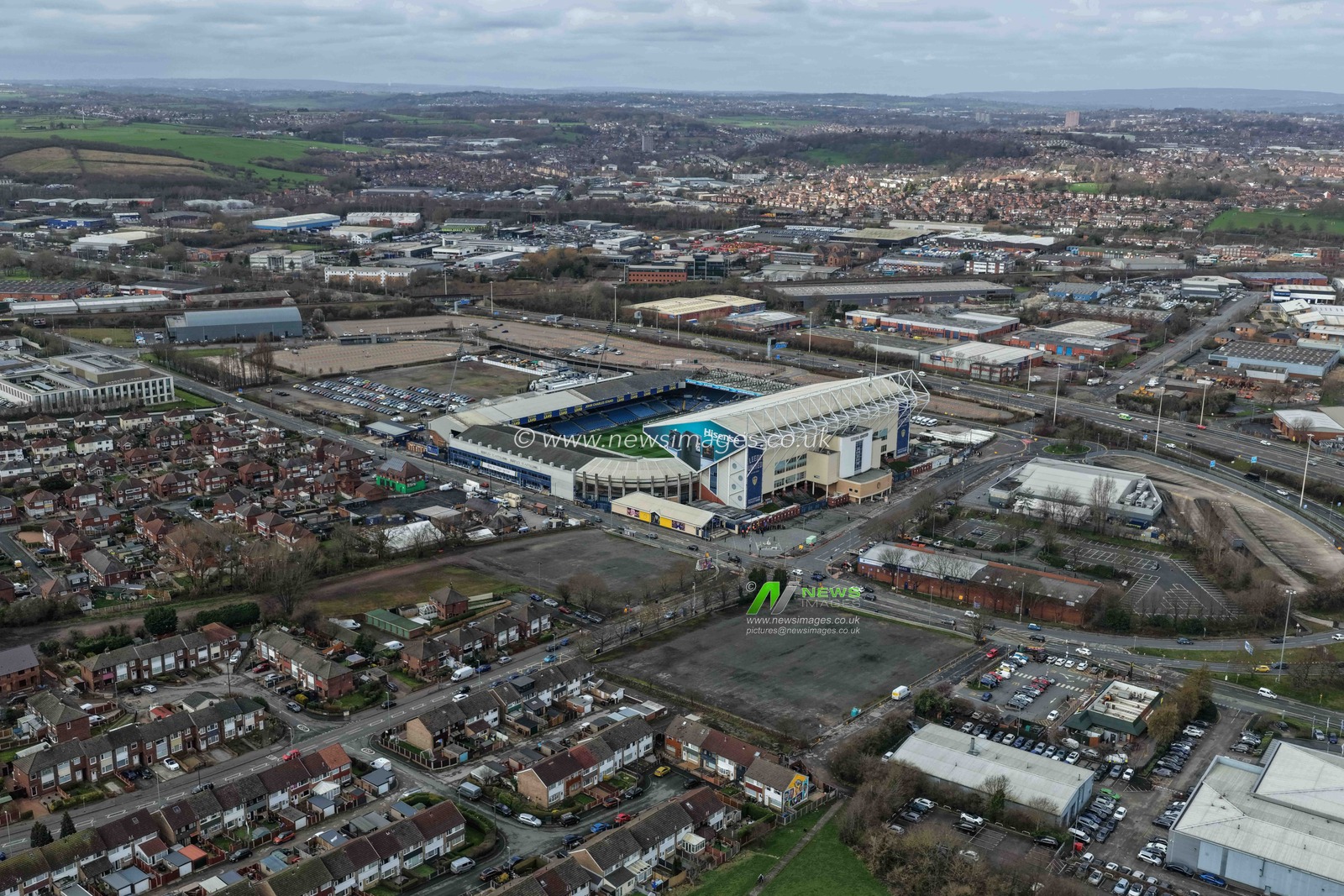 An aerial view of Elland Road during the Premier League match Leeds United vs Manchester City at Elland Road, Leeds, United Kingdom on 28 February 2026

(Photo by Mark Cosgrove/News Images)