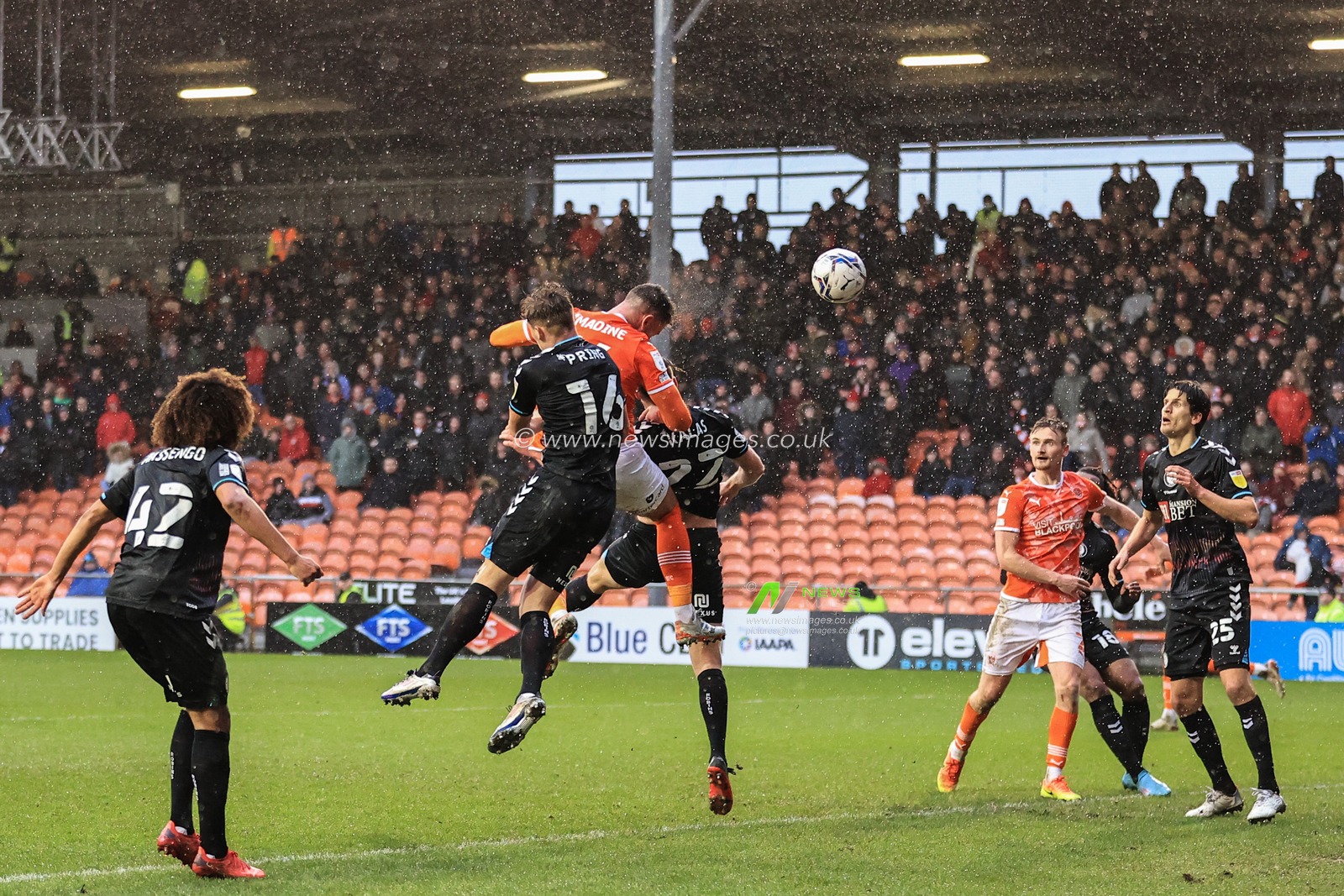 Gary Madine #14 of Blackpool scores to make it 2-0