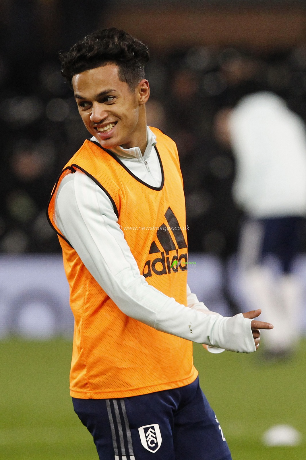 Fabio Carvalho #28 of Fulham warming up.