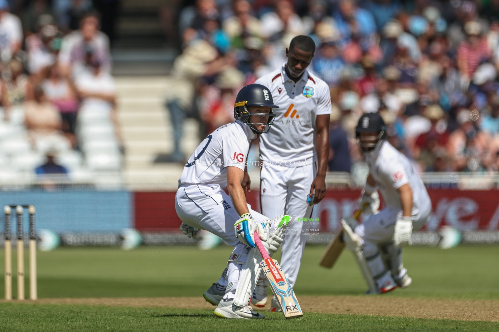 Ollie Pope of England makes two runs during the 2nd Rothesay Test Match match England vs West Indies at Trent Bridge, Nottingham, United Kingdom, 18th July 2024

(Photo by Mark Cosgrove/News Images)