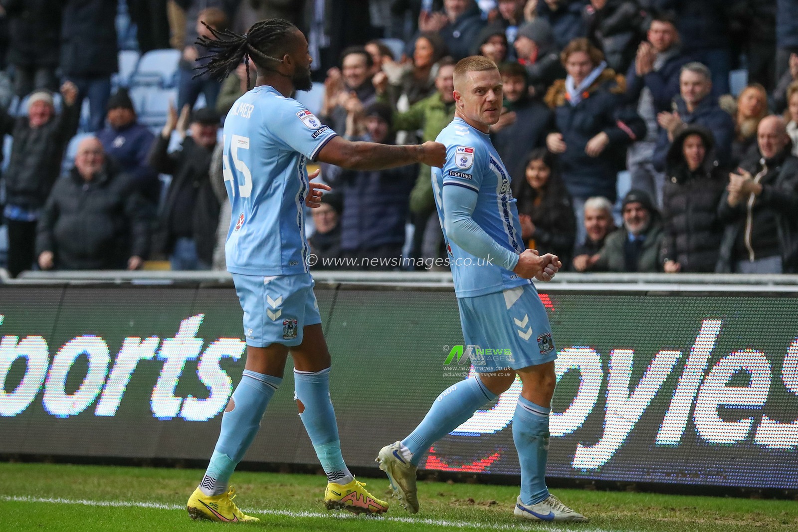 Jake Bidwell #27 of Coventry City celebrates his goal to make it 1-0 during the Sky Bet Championship match Coventry City vs Bristol City at Coventry Building Society Arena, Coventry, United Kingdom, 1st January 2023

(Photo by Gareth Evans/News Images)