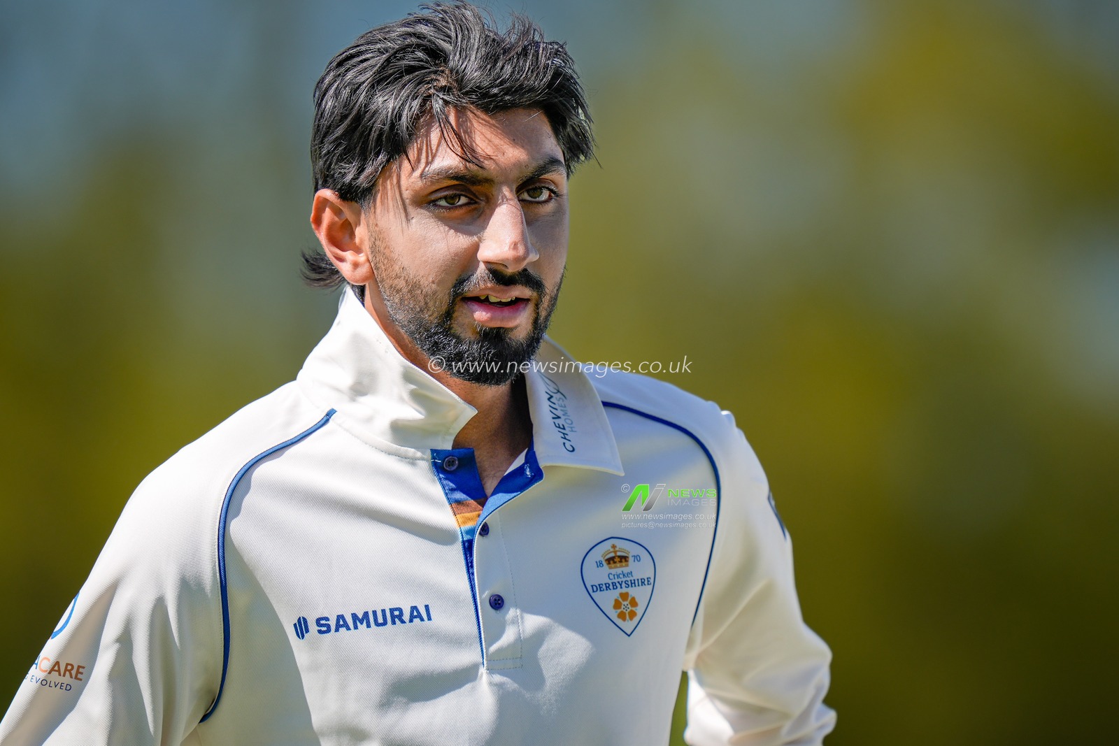 Shoaib Bashir of Derbyshire during the County Championship Division Two Derbyshire vs Gloucestershire at The Central Co-Op County Ground, Derby, United Kingdom on 24 April 2026

(Photo by Maynard Manyowa/News Images)