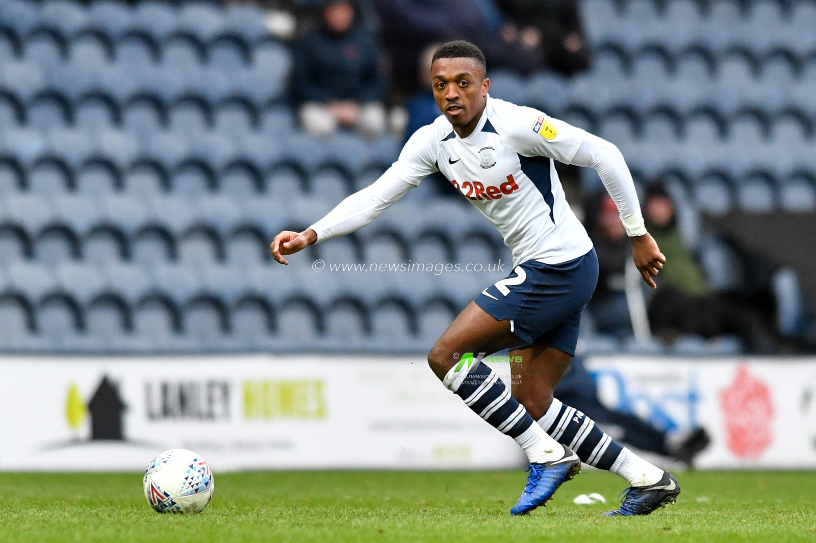 7th March 2020, Deepdale, Preston, England; Sky Bet Championship, Preston North End v Queens Park Rangers : Darnell Fisher (2) of Preston North End runs down the wing