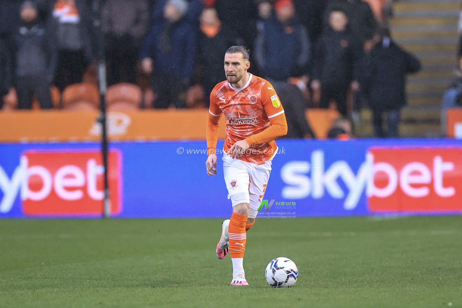 James Husband #3 of Blackpool in action during the game