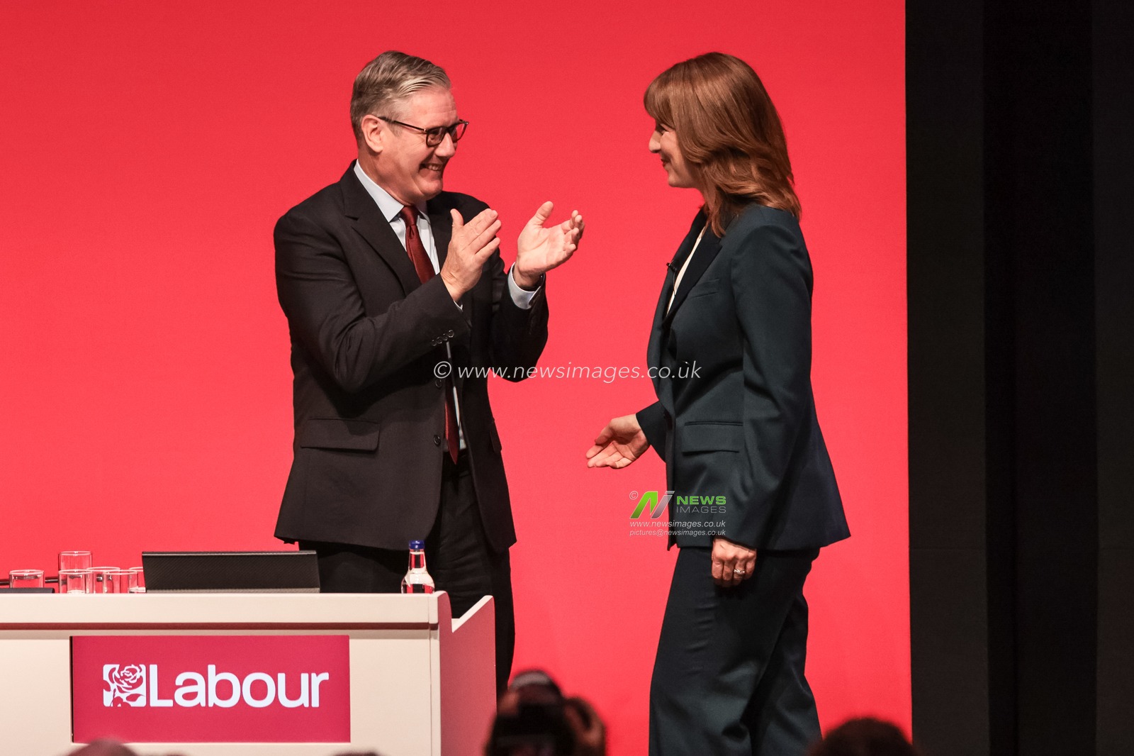 Sir Keir Starmer, Prime Minister of the United Kingdom of Great Britain and Northern Ireland applauds  Rachel Reeves MP, Chancellor of the Exchequer after her speech during the labour Party Annual Conference 2025 Day 2 at The ACC, Liverpool, United Kingdom, 29th September 2025

(Photo by Mark Cosgrove/News Images)