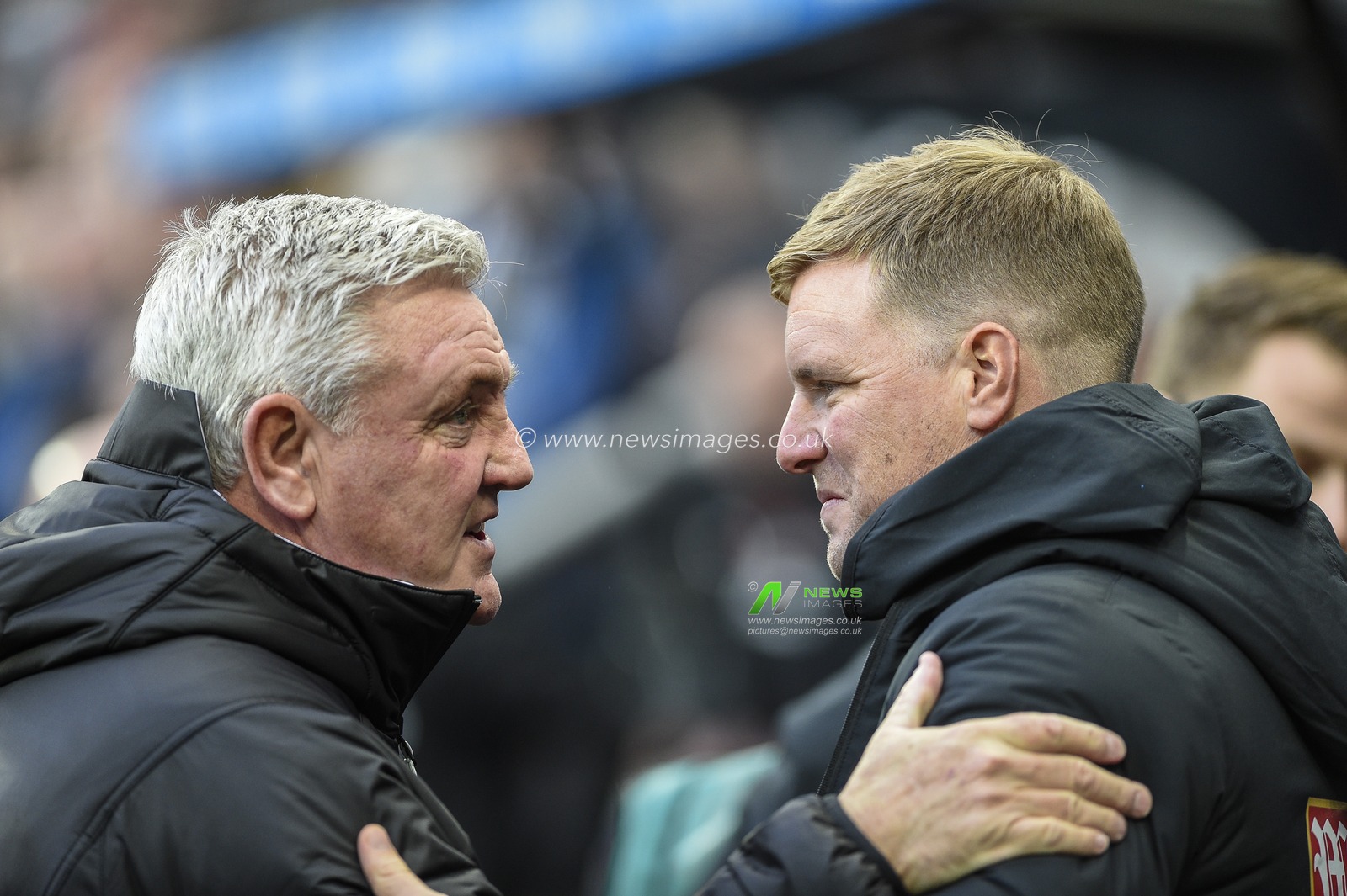 9th November 2019, St. James's Park, Newcastle, England; Premier League, Newcastle United v Bournemouth : Steve Bruce, manager of Newcastle United and Eddie Howe, manager of Bournemouth

Credit: Iam Burn/News Images