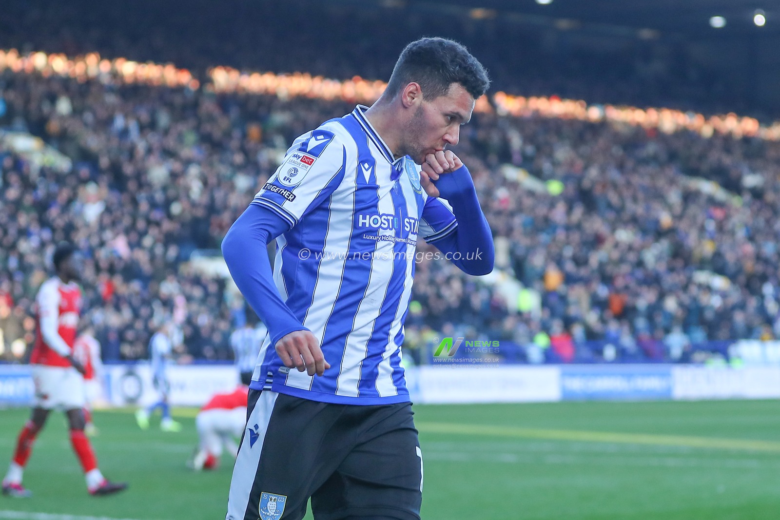 Marvin Johnson #18 of Sheffield Wednesday celebrates his goal to make it 1-0 during the Sky Bet League 1 match Sheffield Wednesday vs Fleetwood Town at Hillsborough, Sheffield, United Kingdom, 21st January 2023

(Photo by Gareth Evans/News Images)