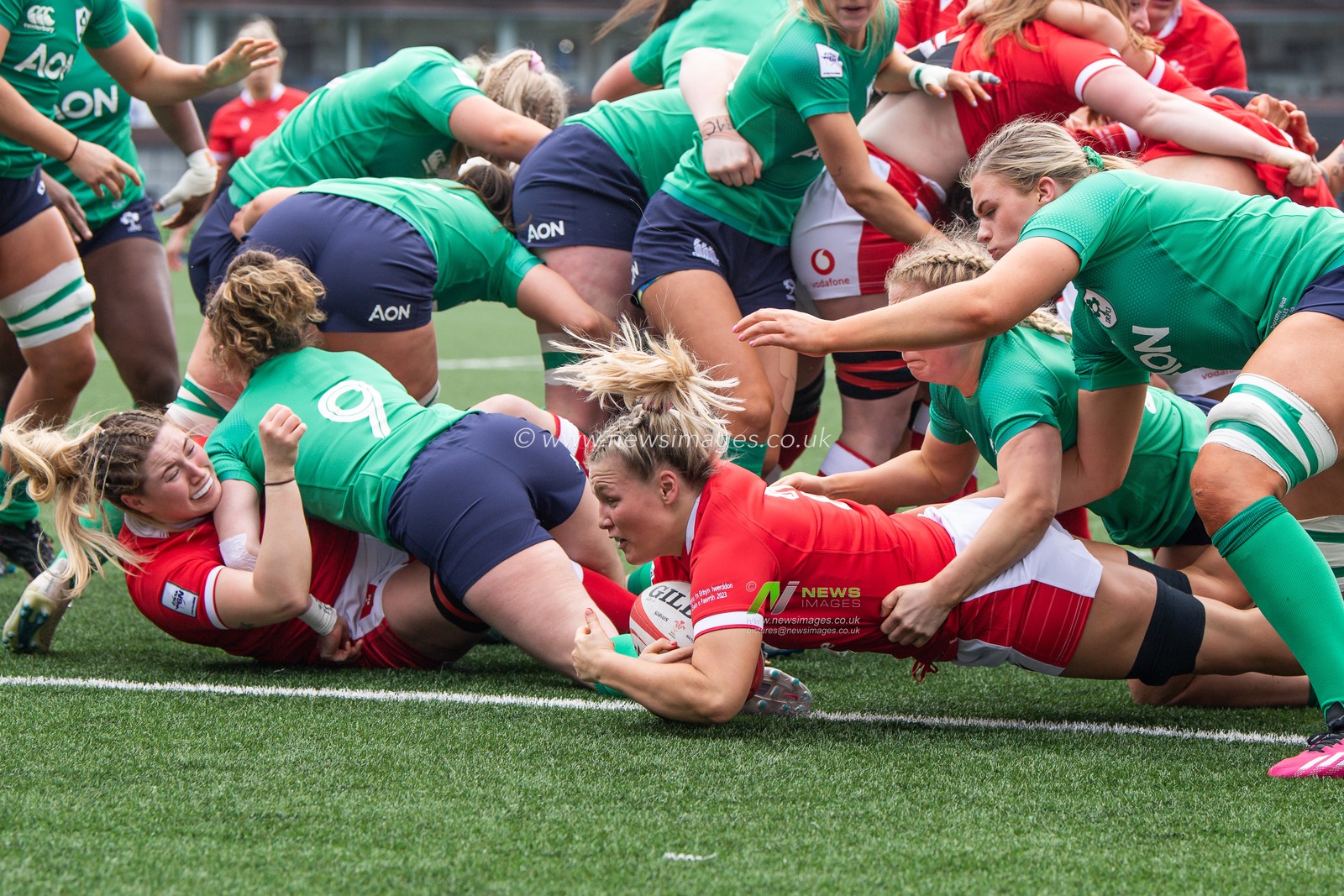 Alex Callender of Wales goes over for a try during the TikTok Womenâ€™s Six Nations match Wales vs Ireland at BT Cardiff Arms Park, Cardiff, United Kingdom, 25th March 2023

(Photo by Craig Thomas/News Images)