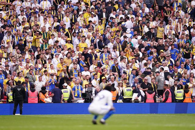 Leeds fans at full time as Wilfried Gnonto of Leeds United looks on during the Emirates FA Cup Semi-Final match Chelsea vs Leeds United at Wembley Stadium, London, United Kingdom on 26 April 2026

(Photo by Harvey Murphy/News Images)