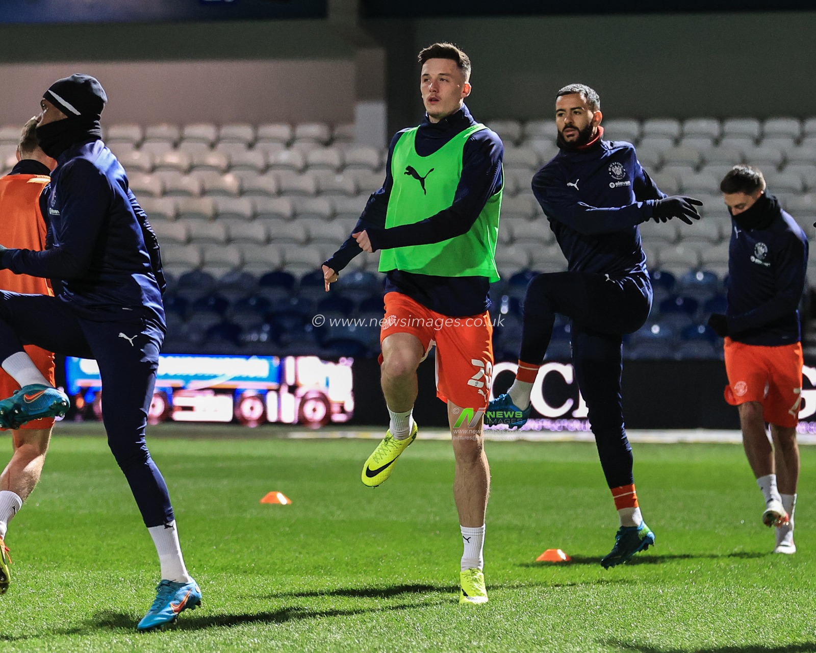 Oliver Casey #20 of Blackpool during the pre-game warmup