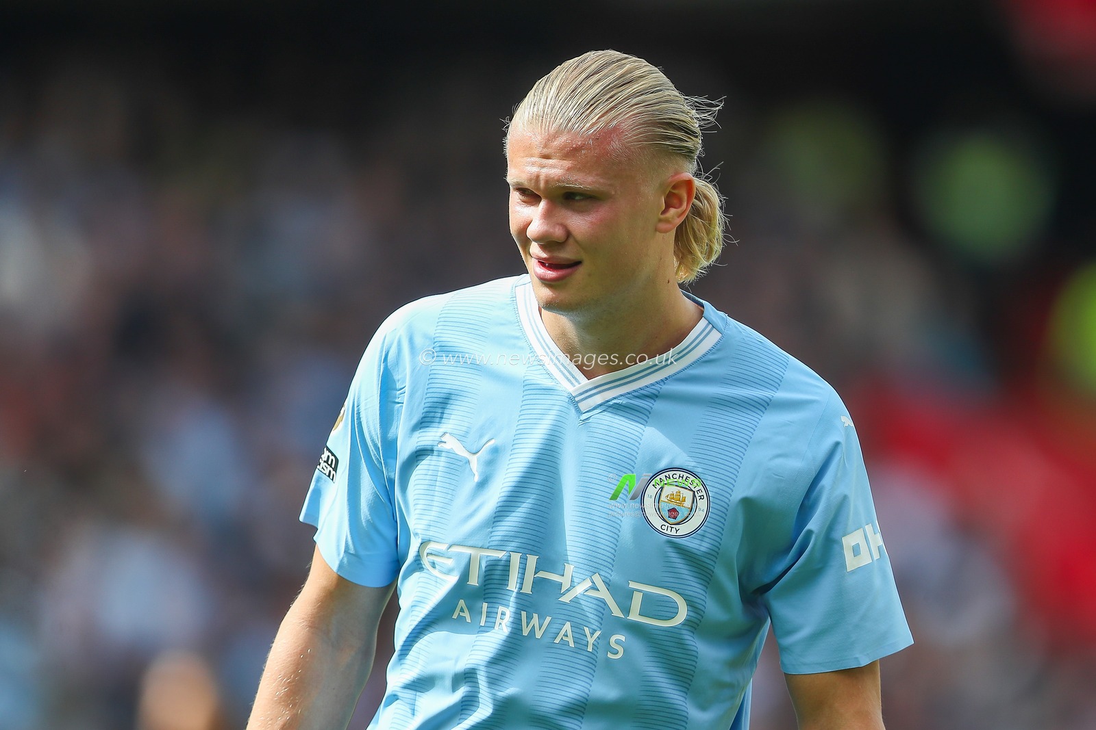 Erling Haaland #9 of Manchester City during the Premier League match Sheffield United vs Manchester City at Bramall Lane, Sheffield, United Kingdom, 27th August 2023

(Photo by Gareth Evans/News Images)