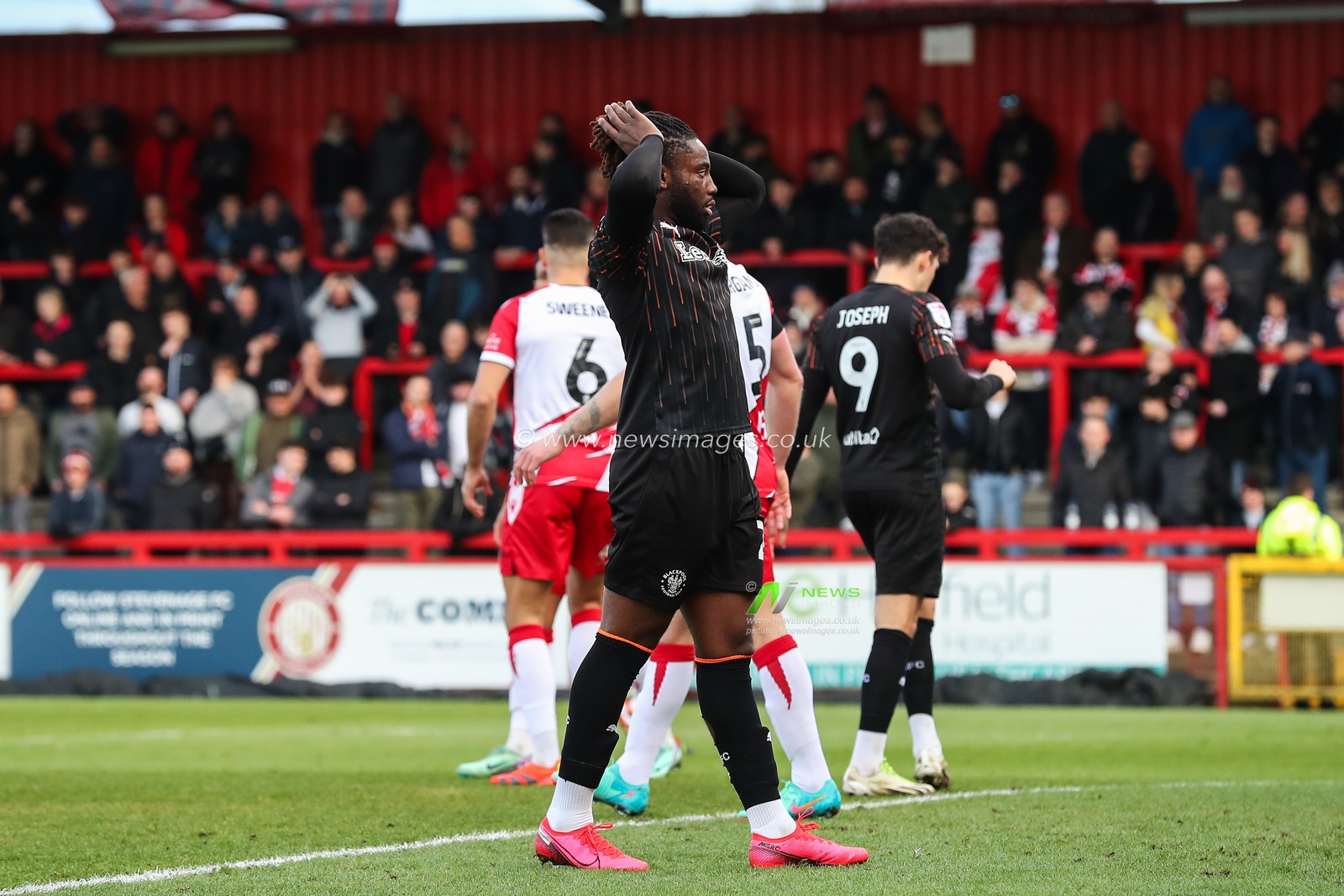 Kylian Kouassi of Blackpool reacts during the Sky Bet League 1 match Stevenage vs Blackpool at Lamex Stadium, Stevenage, United Kingdom, 3rd February 2024

(Photo by Gareth Evans/News Images)