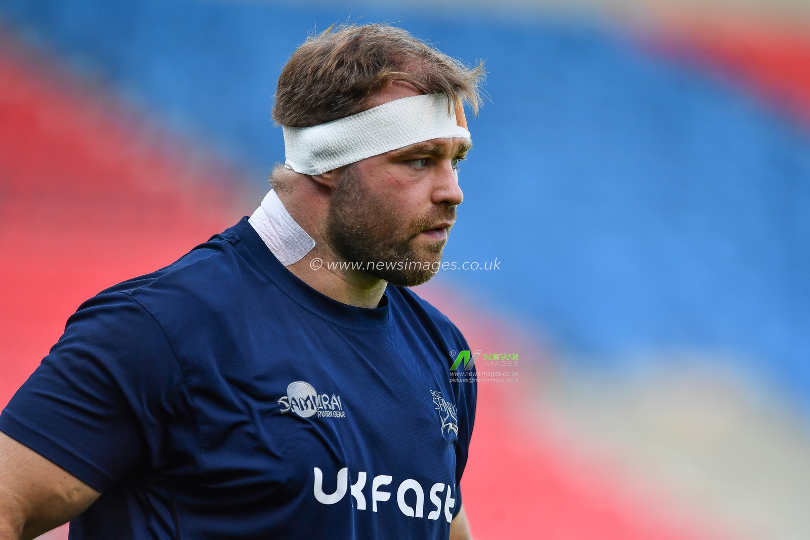 WillGriff John of Sale Sharks during pre match warm up