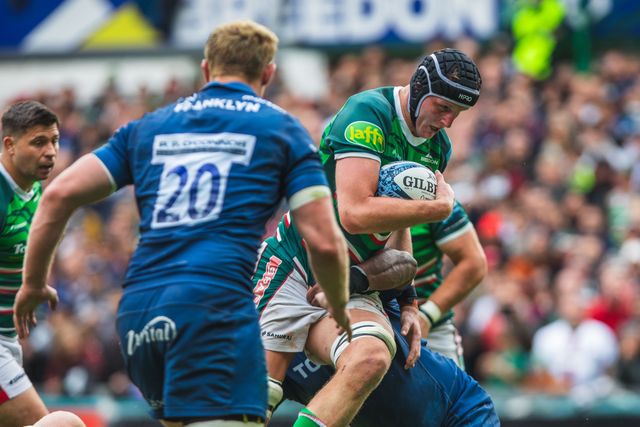 Cameron Henderson of Leicester Tigers during the Gallagher Premiership Play-off Semi-final Leicester Tigers vs Sale Sharks at Mattioli Woods Welford Road Stadium, Leicester, United Kingdom, 7th June 2025

(Photo by Craig Evans/News Images)