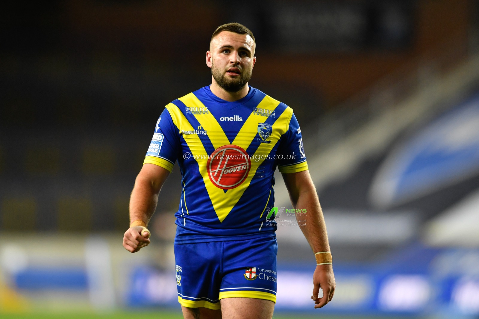 Ellis Robson (27) of Warrington Wolves in action during the game