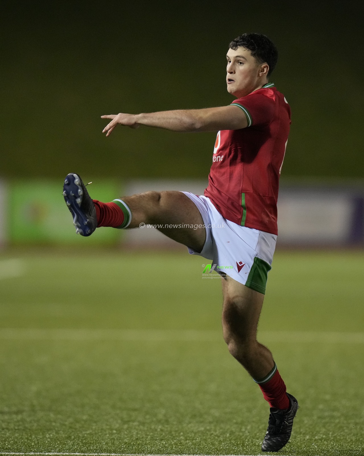 Harri Wilde of Wales U20's kicks for touch during the 2024 Guinness U20 Six Nations match Wales U20s vs Scotland U20s at Stadiwm CSM, Colwyn Bay, United Kingdom, 2nd February 2024

(Photo by Steve Flynn/News Images)