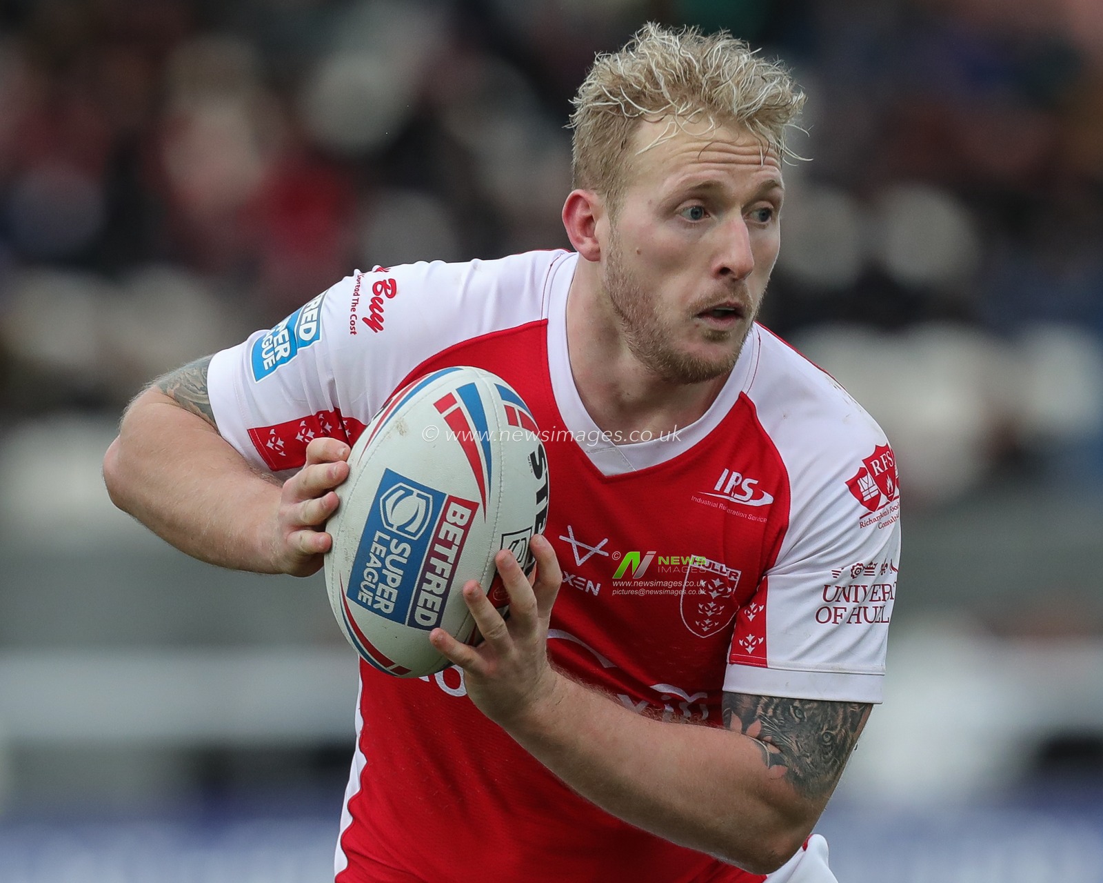 Jordan Abdull #7 of Hull KR runs with the ball during the Betfred Super League Round 1 match Hull KR vs Wigan Warriors at Sewell Group Craven Park, Kingston upon Hull, United Kingdom, 18th February 2023

(Photo by James Heaton/News Images)