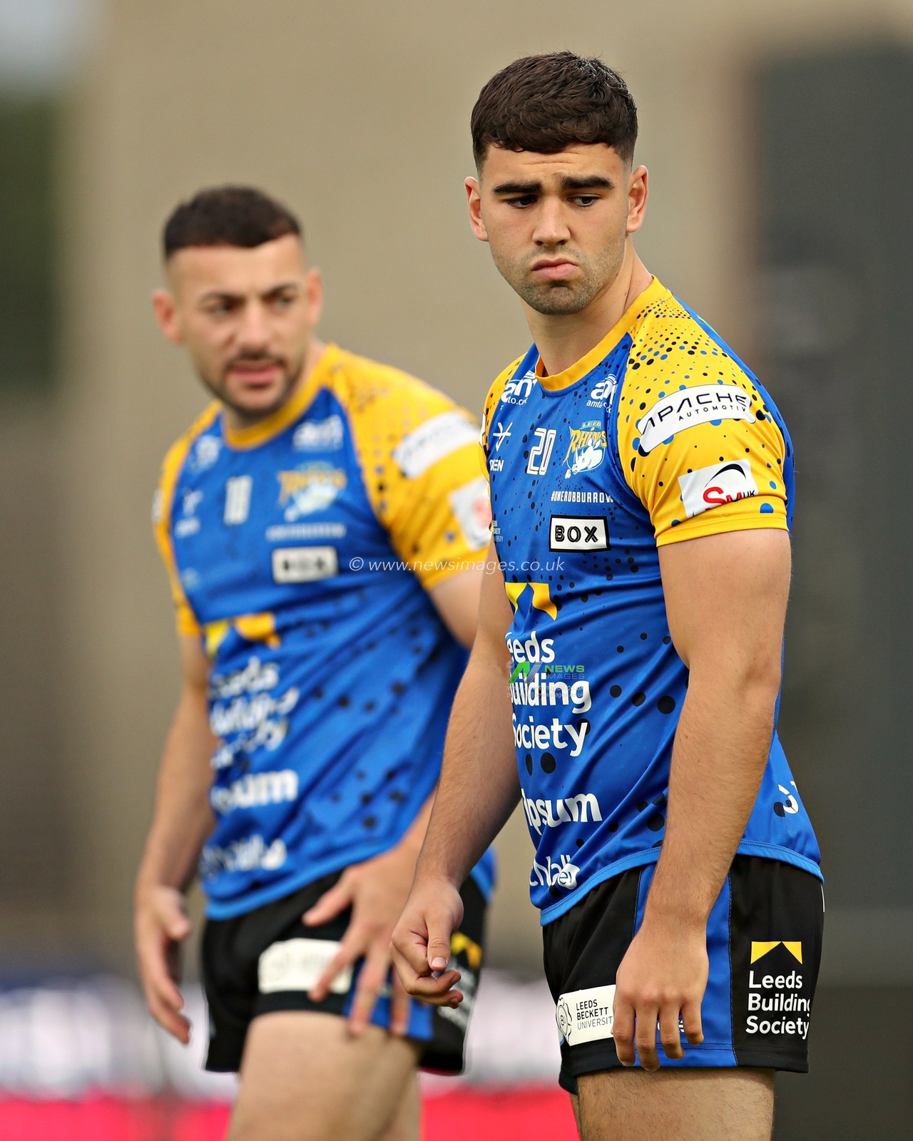 Jack Sinfield of Leeds Rhinos before the Betfred Super League round 20 match Wakefield Trinity vs Leeds Rhinos at DIY Kitchens Stadium, Wakefield, United Kingdom, 24th July 2025(Photo by Sam Eaden/News Images)