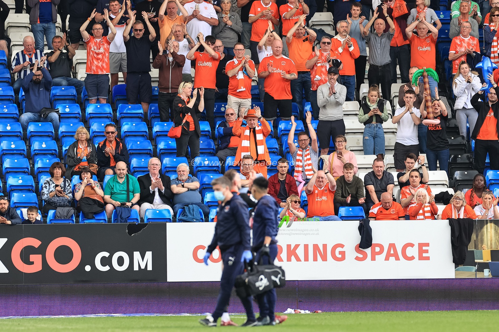 Blackpool fans applaud Richard Keogh #26 of Blackpool as heâ€™s substituted