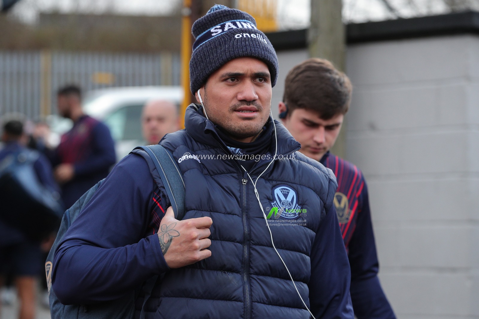 Sione Mataâ€™utia #11 of St Helens arrives at The Mend-A-Hose Jungle ahead of the Betfred Super League Round 2 match Castleford Tigers vs St Helens at The Mend-A-Hose Jungle, Castleford, United Kingdom, 26th February 2023

(Photo by James Heaton/News Images)